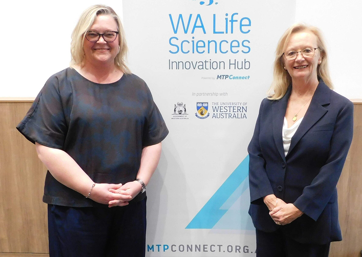 Director General Dr Shirley Bowen (pictured right) recently shared insights into opportunities for innovation to an audience of more than 120 people. The event was hosted by MTPConnect and WA Life Sciences Innovation Hub and moderated by MPTConnect’s National Stakeholder Engagement Coordinator Dr Tracy Wilkinson. Image courtesy MTPConnect