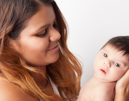 Woman holding baby